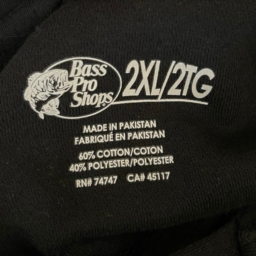 Bass Pro Shops Hoodie Mens 2XL Black Fleece Sweatshirt Graphic Fishing Outdoors - Picture 6 of 6